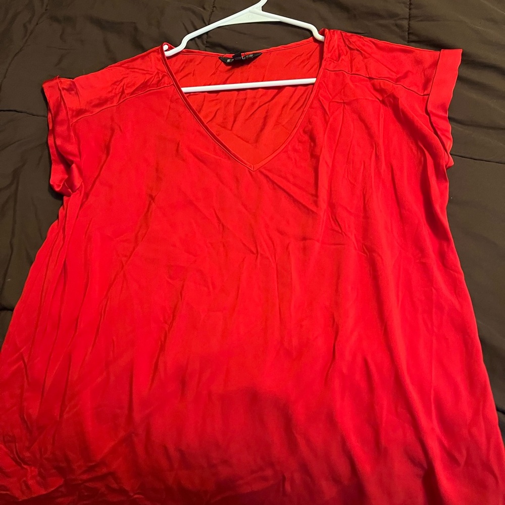 Express Red Flutter Sleeve Wrap Blouse